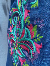 Load image into Gallery viewer, Margaux Blue Linen Kaftan With Hand Embroidery
