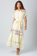 Load image into Gallery viewer, Bethany Linen with Bleeding Hearts Trim Dress - Citrus