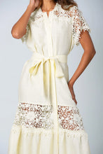 Load image into Gallery viewer, Bethany Linen with Bleeding Hearts Trim Dress - Citrus