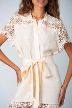 Load image into Gallery viewer, Bethany Linen with Bleeding Hearts Trim Dress - Peach