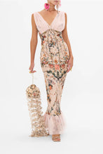 Load image into Gallery viewer, Rose Garden Revolution Bias Dress With Mesh Overlay