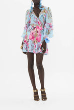 Load image into Gallery viewer, Down The Garden Path Short Wrap Dress With Ruffle Sleeve