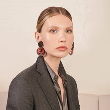 Load image into Gallery viewer, Mini Sundrop Chocolate / Coral / Lavender Earrings