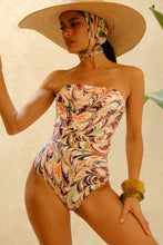 Load image into Gallery viewer, Iris Swimsuit with belt in Fluid Marble