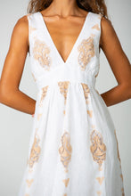 Load image into Gallery viewer, Jenny Two-tone Linen Embroidered Dress