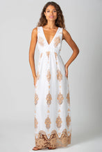 Load image into Gallery viewer, Jenny Two-tone Linen Embroidered Dress