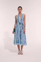 Load image into Gallery viewer, Beth Blue Waves Flowers Long Dress