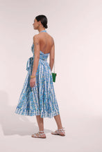 Load image into Gallery viewer, Beth Blue Waves Flowers Long Dress