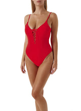 Load image into Gallery viewer, Nerano Red Lace Up Swimsuit