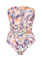 Load image into Gallery viewer, Iris Swimsuit with belt in Fluid Marble