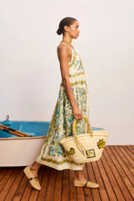 Load image into Gallery viewer, Sonia Linen Midi Dress in Blue/Green Floral