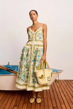Load image into Gallery viewer, Sonia Linen Midi Dress in Blue/Green Floral