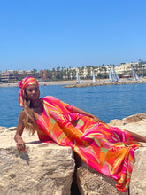 Load image into Gallery viewer, Sorrento Tropical Sunset Maxi Silk Kaftan