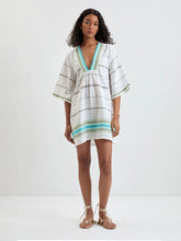 Load image into Gallery viewer, Belkis V Neck Kaftan - Genet Mint