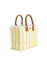 Load image into Gallery viewer, Porto Cervo Yellow Nautical/Tan Beach Tote
