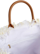 Load image into Gallery viewer, Porto Cervo Yellow Nautical/Tan Beach Tote