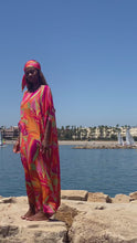 Load and play video in Gallery viewer, Sorrento Tropical Sunset Maxi Silk Kaftan