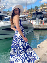 Load image into Gallery viewer, Hamptons Blu Marino E Bianco Halter Neck Maxi Dress