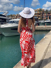 Load image into Gallery viewer, Hamptons Rosso E Bianco Halter Neck Maxi Dress