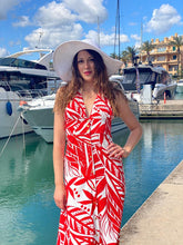 Load image into Gallery viewer, Hamptons Rosso E Bianco Halter Neck Maxi Dress