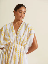 Load image into Gallery viewer, Abeda Sunshine Yellow Plunge Neck Dress