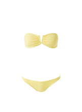 Load image into Gallery viewer, Alba Yellow Textured V Bandeau Bikini
