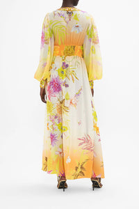 How Does Your Garden Grow Long Dress With Blouson Sleeve