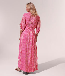 Adha Pink Batik Strip Long Dress