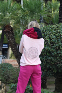 Ladies Melange Pink Mandala Round Neck Sweater