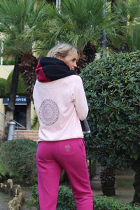 Ladies Melange Pink Mandala Round Neck Sweater
