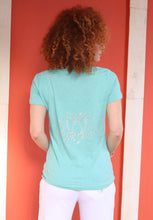 Load image into Gallery viewer, Ladies Melange Green Lotus Flower Round Neck