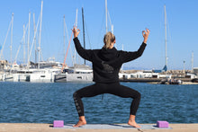 Load image into Gallery viewer, Ladies Ganesh Black Tie Front Hoodie
