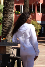 Load image into Gallery viewer, Unisex White Chakra Zip Up Hoodie