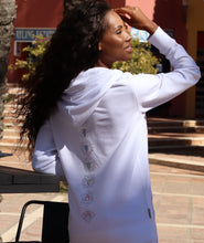 Load image into Gallery viewer, Unisex White Chakra Zip Up Hoodie