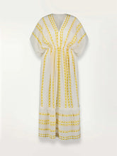 Load image into Gallery viewer, Abeda Sunshine Yellow Plunge Neck Dress