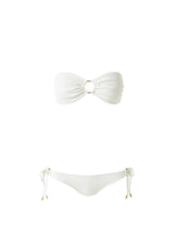 Load image into Gallery viewer, Tortola White Ribbed Bandeau Bikini