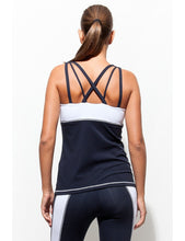Load image into Gallery viewer, Navy/White Crossed Plunge Top
