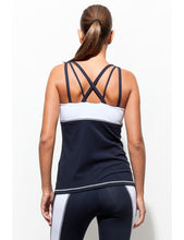 Load image into Gallery viewer, Navy/White Crossed Plunge Top