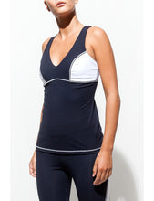 Load image into Gallery viewer, Navy/White Crossed Plunge Top