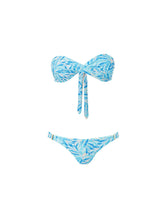 Load image into Gallery viewer, Martinique Blue Leaf Bandeau Padded Twist Bikini