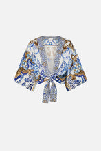 Load image into Gallery viewer, Azul Adventures Tie Front Puff Sleeve Top
