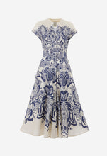 Load image into Gallery viewer, Glady85/B Navy Arabesque Linen Dress
