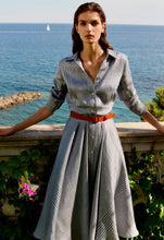 Load image into Gallery viewer, Danette85 Blue Striped Linen Shirt Dress
