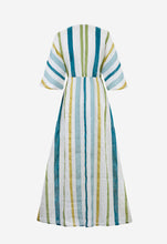 Load image into Gallery viewer, Keke105 Multicolour Stripe Linen Kimono Dress
