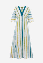 Load image into Gallery viewer, Keke105 Multicolour Stripe Linen Kimono Dress
