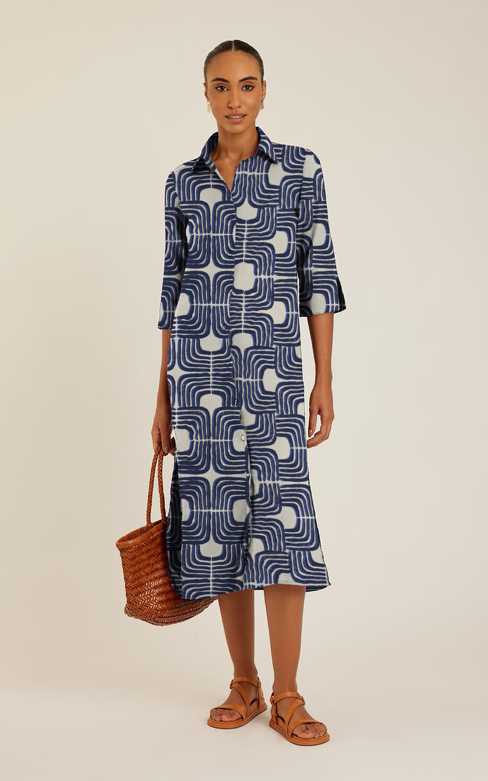 Paros Side Slit Long Shirt Dress