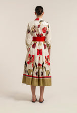 Load image into Gallery viewer, Sara Roka – Elenat 85/B Red Iris Floral Wrap Shirtdress
