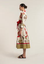 Load image into Gallery viewer, Sara Roka – Elenat 85/B Red Iris Floral Wrap Shirtdress
