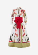 Load image into Gallery viewer, Sara Roka – Elenat 85/B Red Iris Floral Wrap Shirtdress
