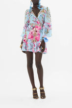 Load image into Gallery viewer, Down The Garden Path Short Wrap Dress With Ruffle Sleeve
